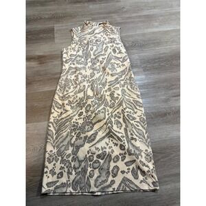J McLaughlin Sleeveless Mock Neck Sheath‎ Dress Animal Print Size M